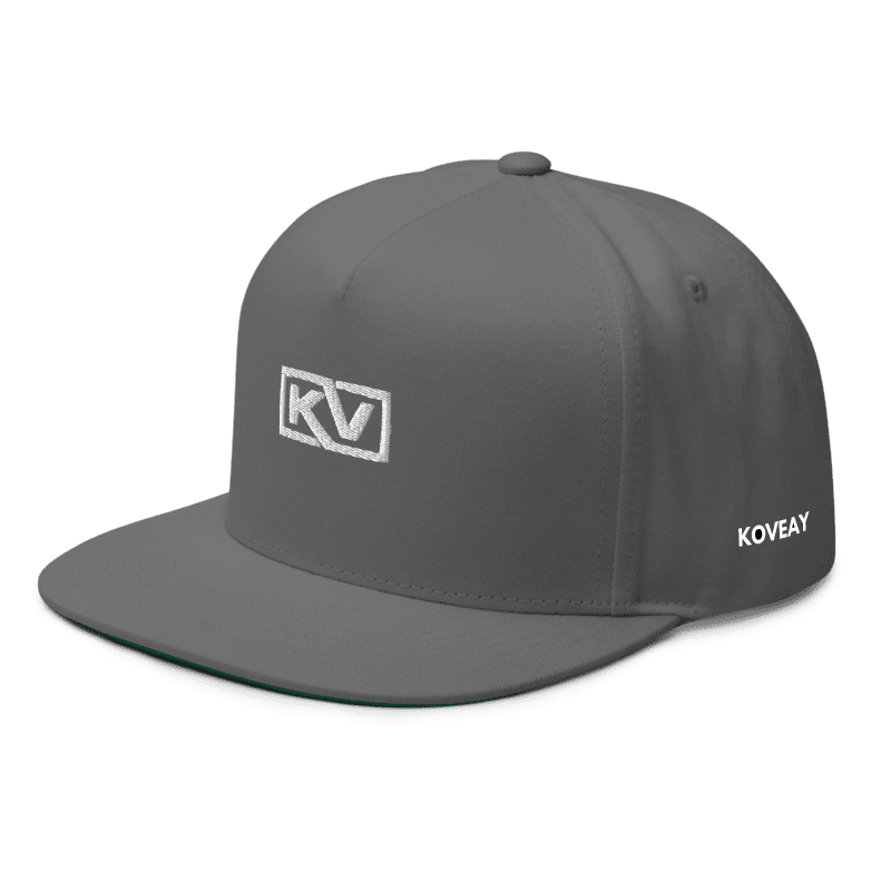 KOVEAY Classic Flat Cap – Grey | Embroidered Snapback Cotton Cap