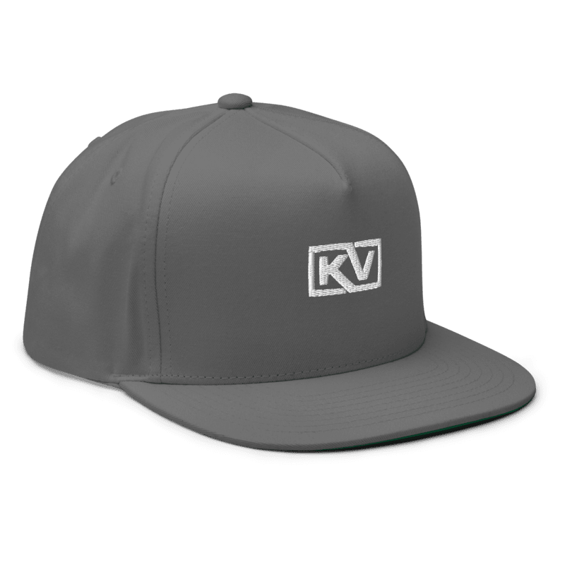 KOVEAY Classic Flat Cap – Grey | Embroidered Snapback Cotton Cap