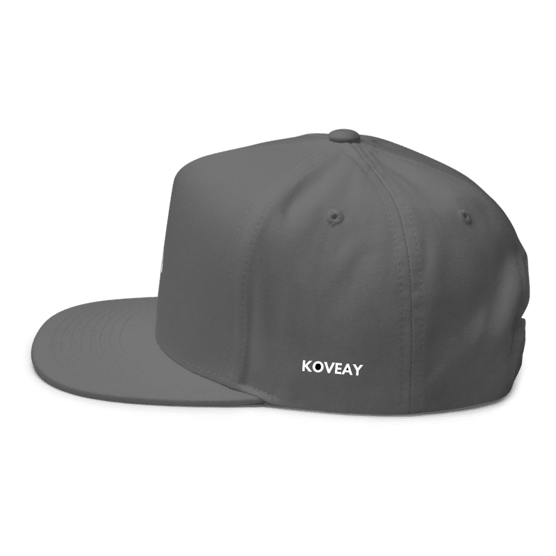 KOVEAY Classic Flat Cap – Grey | Embroidered Snapback Cotton Cap